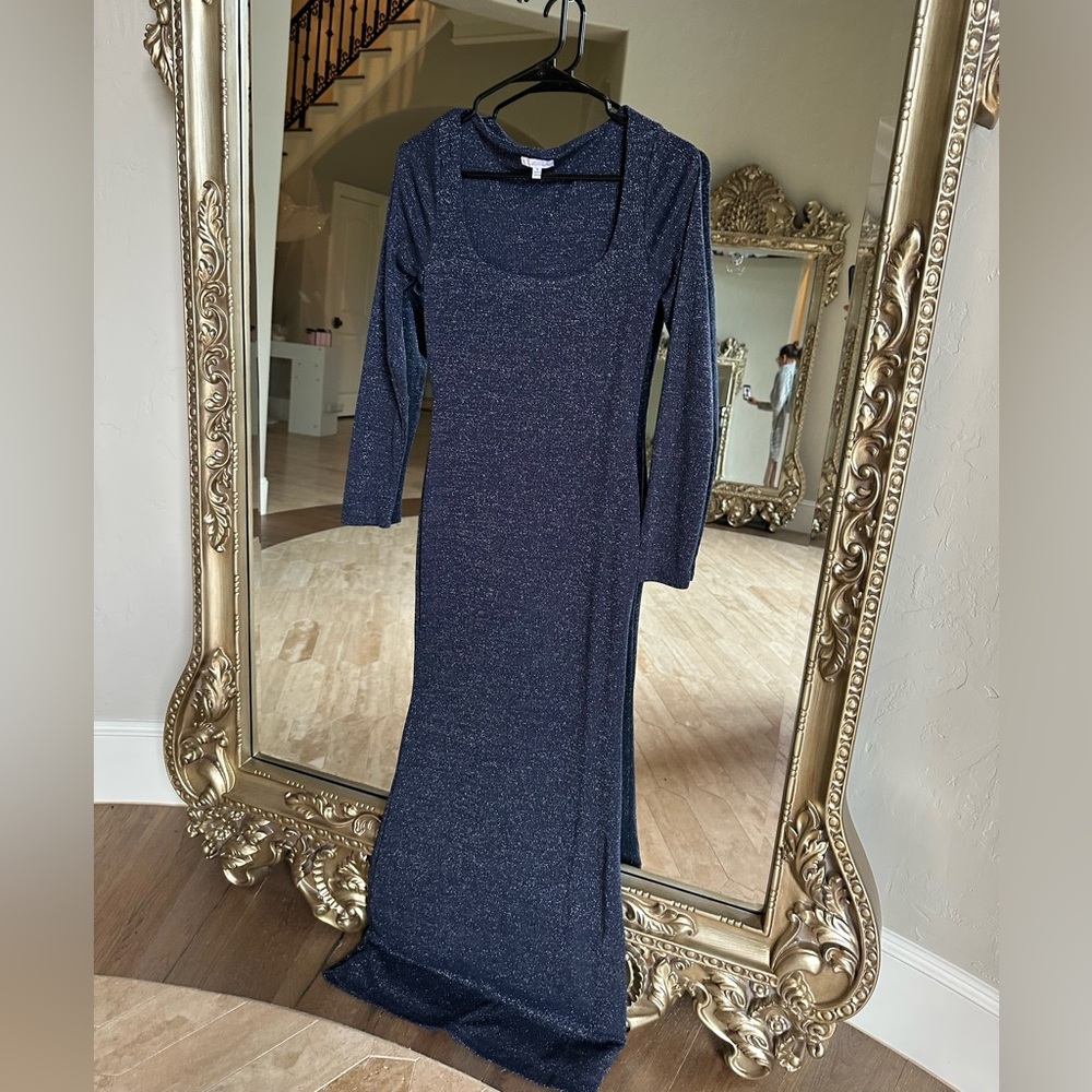 Elegant NAVY Maxi  Glitter Dress size Small